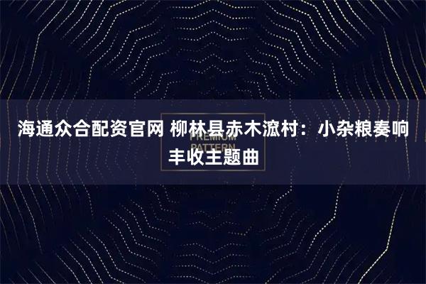 海通众合配资官网 柳林县赤木溛村:小杂粮奏响丰收主题曲