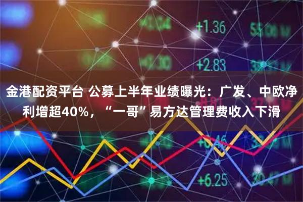 金港配资平台 公募上半年业绩曝光：广发、中欧净利增超40%，“一哥”易方达管理费收入下滑